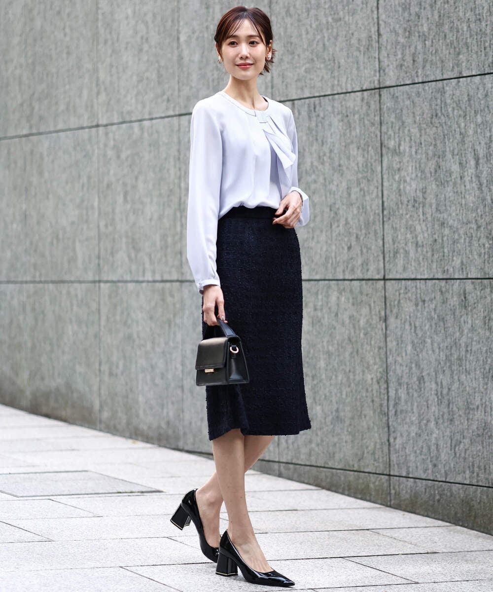 F1BFD66140 MK MICHEL KLEIN(小さいサイズ)(メゾン ドゥ サンク) 【小さいサイズ】マルチwayボウタイブラウス/洗濯機で洗える アイボリー