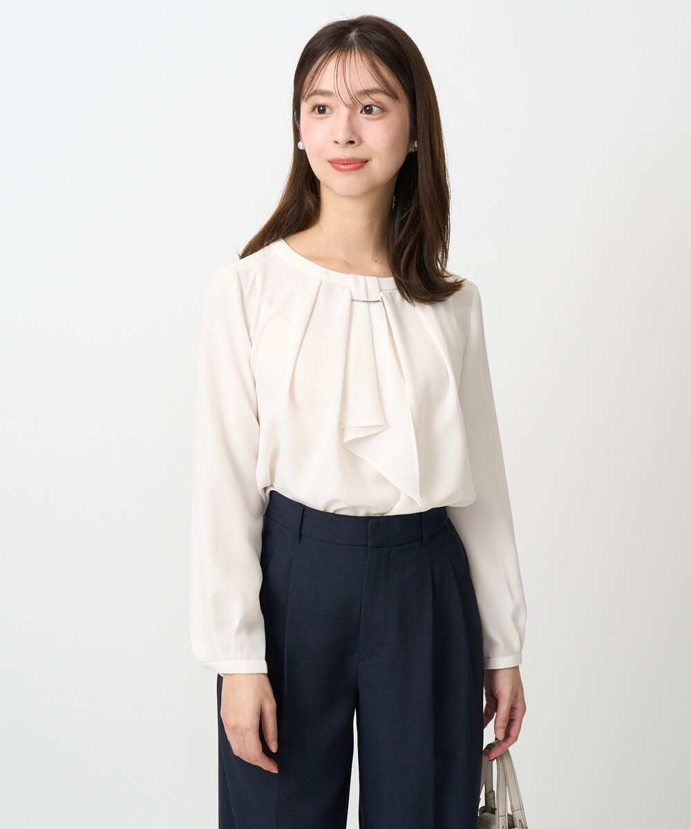 F1BFD66140 MK MICHEL KLEIN(小さいサイズ)(メゾン ドゥ サンク) 【小さいサイズ】マルチwayボウタイブラウス/洗濯機で洗える アイボリー