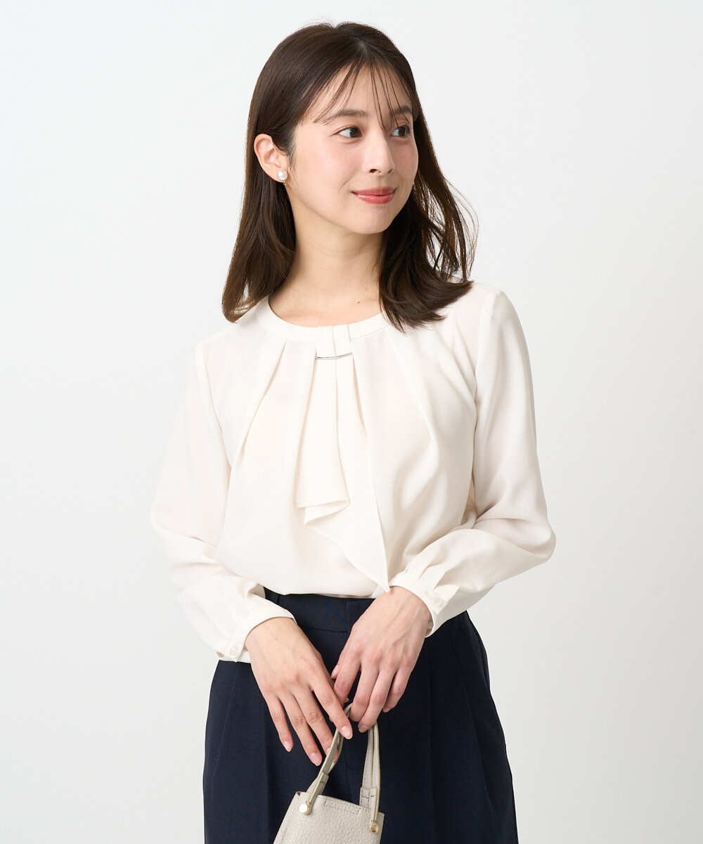 F1BFD66140 MK MICHEL KLEIN(小さいサイズ)(メゾン ドゥ サンク) 【小さいサイズ】マルチwayボウタイブラウス/洗濯機で洗える アイボリー