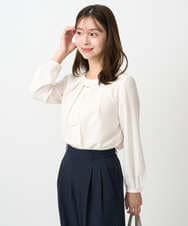 F1BFD66140 MK MICHEL KLEIN(小さいサイズ)(メゾン ドゥ サンク) 【小さいサイズ】マルチwayボウタイブラウス/洗濯機で洗える アイボリー