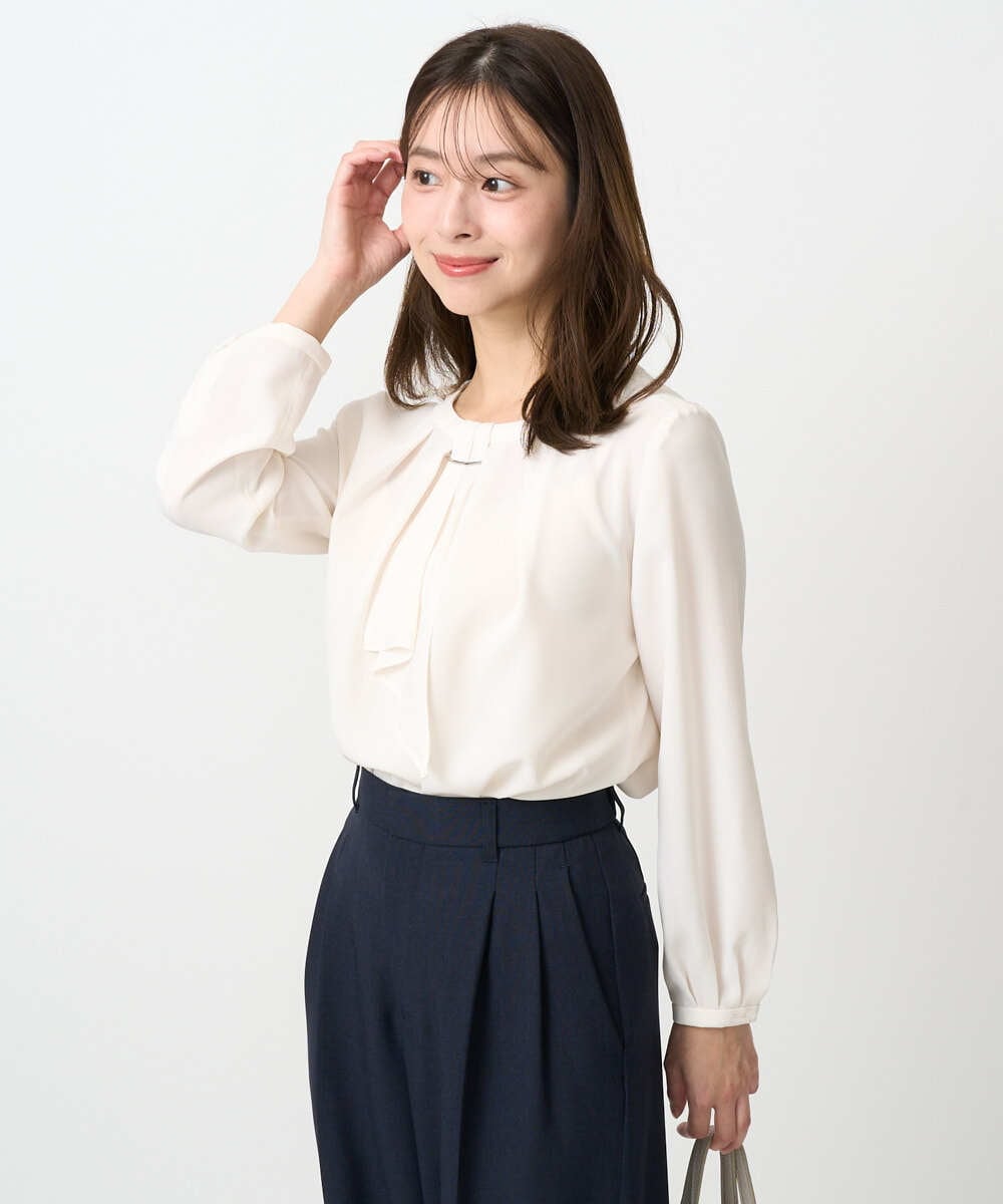 F1BFD66140 MK MICHEL KLEIN(小さいサイズ)(メゾン ドゥ サンク) 【小さいサイズ】マルチwayボウタイブラウス/洗濯機で洗える アイボリー