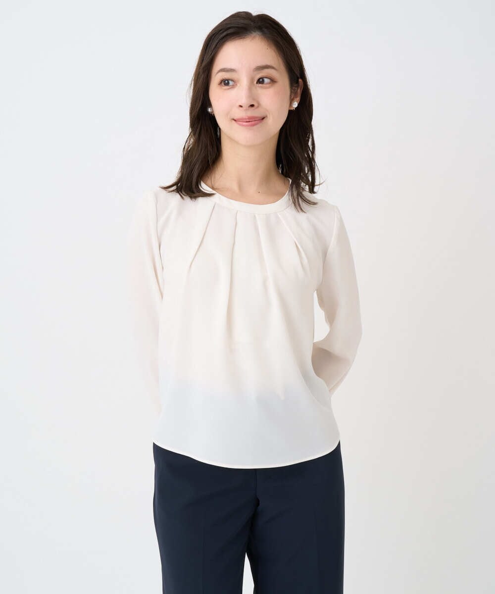 F1BFD66140 MK MICHEL KLEIN(小さいサイズ)(メゾン ドゥ サンク) 【小さいサイズ】マルチwayボウタイブラウス/洗濯機で洗える アイボリー