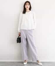 F1BFD66140 MK MICHEL KLEIN(小さいサイズ)(メゾン ドゥ サンク) 【小さいサイズ】マルチwayボウタイブラウス/洗える ライトブルー