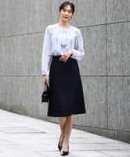 F1BFD66140 MK MICHEL KLEIN(小さいサイズ)(メゾン ドゥ サンク) 【小さいサイズ】マルチwayボウタイブラウス/洗える ライトブルー