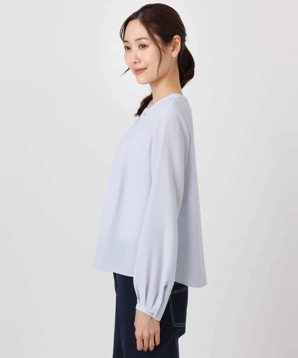 F1BFD66140 MK MICHEL KLEIN(小さいサイズ)(メゾン ドゥ サンク) 【小さいサイズ】マルチwayボウタイブラウス/洗える ライトブルー