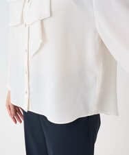 F1BFD68150 MK MICHEL KLEIN(小さいサイズ)(メゾン ドゥ サンク) 【小さいサイズ】ラッフルフリルブラウス/洗濯機で洗える アイボリー