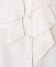 F1BFD68150 MK MICHEL KLEIN(小さいサイズ)(メゾン ドゥ サンク) 【小さいサイズ】ラッフルフリルブラウス/洗濯機で洗える アイボリー