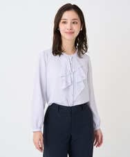 F1BFD68150 MK MICHEL KLEIN(小さいサイズ)(メゾン ドゥ サンク) 【小さいサイズ】ラッフルフリルブラウス/洗濯機で洗える アイボリー