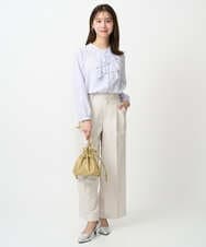 F1BFD68150 MK MICHEL KLEIN(小さいサイズ)(メゾン ドゥ サンク) 【小さいサイズ】ラッフルフリルブラウス/洗濯機で洗える アイボリー