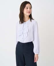 F1BFD68150 MK MICHEL KLEIN(小さいサイズ)(メゾン ドゥ サンク) 【小さいサイズ】ラッフルフリルブラウス/洗濯機で洗える アイボリー