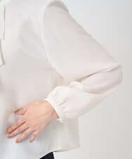 F1BFD68150 MK MICHEL KLEIN(小さいサイズ)(メゾン ドゥ サンク) 【小さいサイズ】ラッフルフリルブラウス/洗濯機で洗える アイボリー