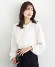 F1BFD68150 MK MICHEL KLEIN(小さいサイズ)(メゾン ドゥ サンク) 【小さいサイズ】ラッフルフリルブラウス/洗濯機で洗える アイボリー