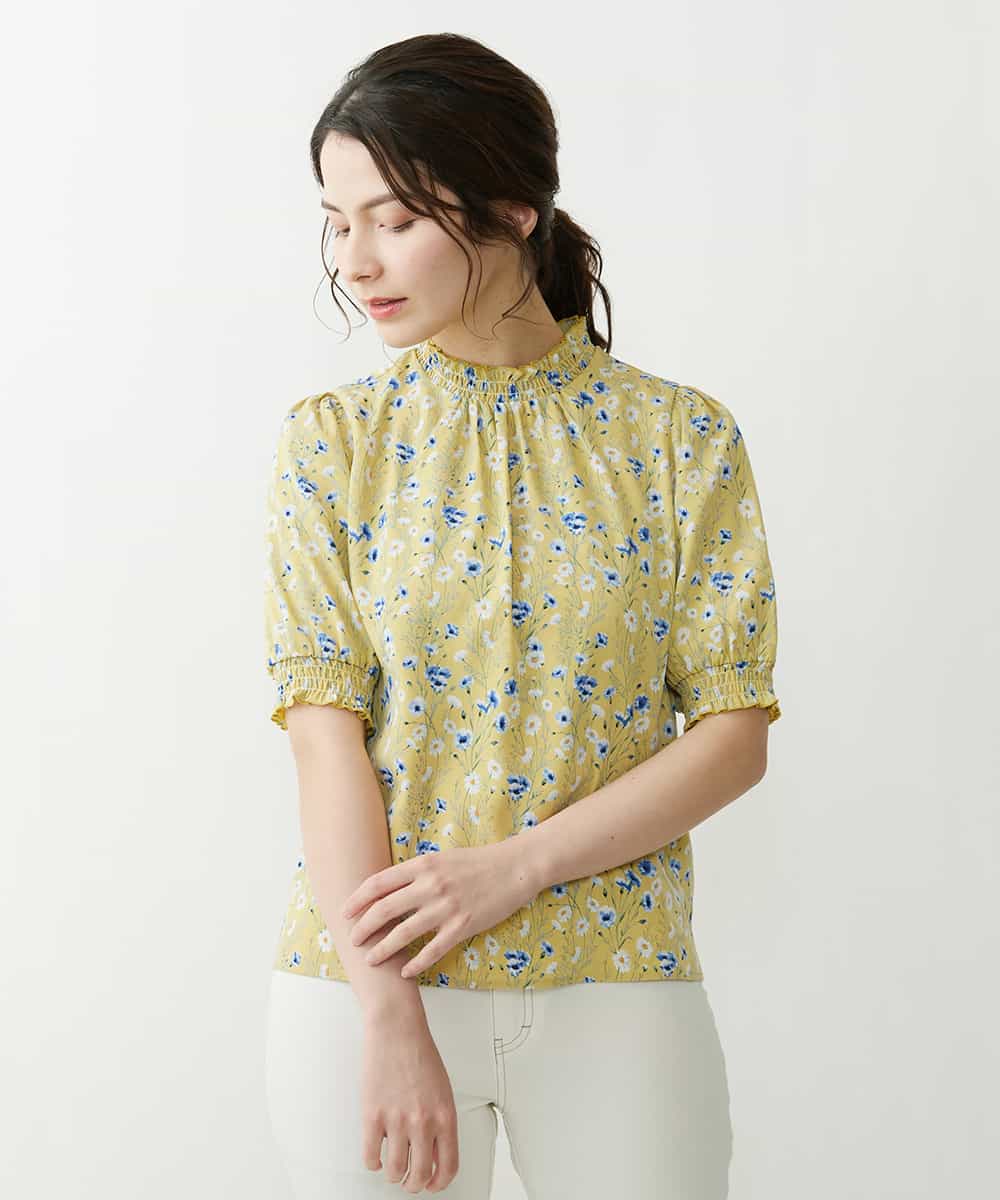 小さいサイズ 洗濯機で洗える シャーリングデザイン 小花柄ブラウス ブラウス シャツ Mk Michel Klein 小さいサイズ メゾン ドゥ サンク イトキンオンラインストア