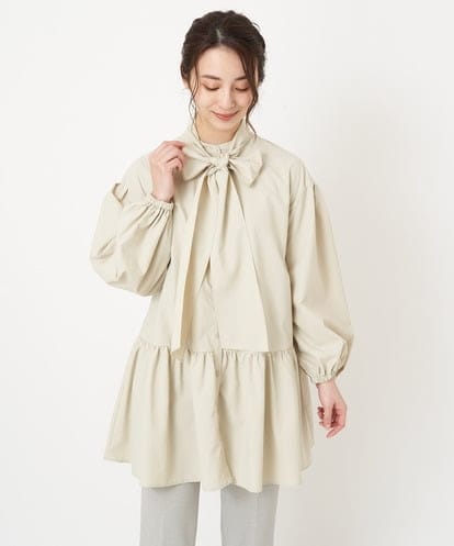 F1BFS20170  【小さいサイズ】ボウタイ付き2wayブラウス/洗える