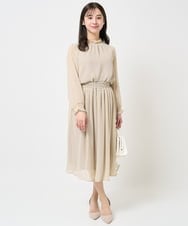 F1BGA03140 MK MICHEL KLEIN(小さいサイズ)(メゾン ドゥ サンク) 【小さいサイズ】幾何柄シフォンスタンドカラーブラウス/洗える ベージュ