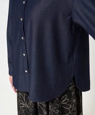 F1BGA30130 MK MICHEL KLEIN(小さいサイズ)(メゾン ドゥ サンク) 【小さいサイズ】デニムライクシャツブラウス/洗える ネイビー