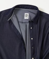 F1BGA30130 MK MICHEL KLEIN(小さいサイズ)(メゾン ドゥ サンク) 【小さいサイズ】デニムライクシャツブラウス/洗える ネイビー