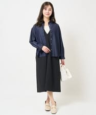 F1BGA30130 MK MICHEL KLEIN(小さいサイズ)(メゾン ドゥ サンク) 【小さいサイズ】デニムライクシャツブラウス/洗える ネイビー