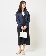 F1BGA30130 MK MICHEL KLEIN(小さいサイズ)(メゾン ドゥ サンク) 【小さいサイズ】デニムライクシャツブラウス/洗える ネイビー