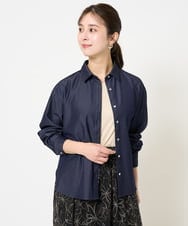 F1BGA30130 MK MICHEL KLEIN(小さいサイズ)(メゾン ドゥ サンク) 【小さいサイズ】デニムライクシャツブラウス/洗える ネイビー