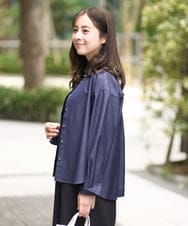 F1BGA30130 MK MICHEL KLEIN(小さいサイズ)(メゾン ドゥ サンク) 【小さいサイズ】デニムライクシャツブラウス/洗える ネイビー