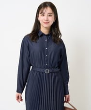 F1BGA30130 MK MICHEL KLEIN(小さいサイズ)(メゾン ドゥ サンク) 【小さいサイズ】デニムライクシャツブラウス/洗える ネイビー