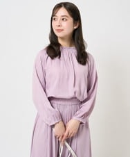 F1BGA33150 MK MICHEL KLEIN(小さいサイズ)(メゾン ドゥ サンク) 【小さいサイズ】フリルネックデザインサテンブラウス/前後2way/接触冷感/洗える ラベンダー