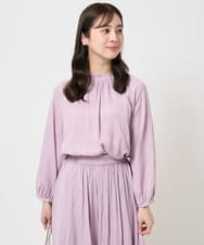 F1BGA33150 MK MICHEL KLEIN(小さいサイズ)(メゾン ドゥ サンク) 【小さいサイズ】フリルネックデザインサテンブラウス/前後2way/接触冷感/洗える キャメル