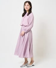 F1BGA33150 MK MICHEL KLEIN(小さいサイズ)(メゾン ドゥ サンク) 【小さいサイズ】フリルネックデザインサテンブラウス/前後2way/接触冷感/洗える キャメル