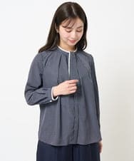 F1BGA34150 MK MICHEL KLEIN(小さいサイズ)(メゾン ドゥ サンク) 【小さいサイズ】ドット幾何柄ボウタイ付きブラウス/洗える アイボリー