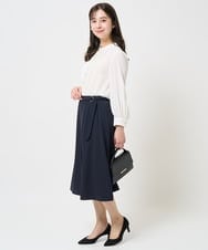 F1BGA35160 MK MICHEL KLEIN(小さいサイズ)(メゾン ドゥ サンク) 【小さいサイズ】ピンタックデザインジョーゼットブラウス/洗える ネイビー