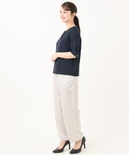 F1BGA41130 MK MICHEL KLEIN(小さいサイズ)(メゾン ドゥ サンク) 【小さいサイズ】配色パイピングVネックブラウス/洗える ネイビー