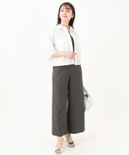 F1BGA44140 MK MICHEL KLEIN(小さいサイズ)(メゾン ドゥ サンク) 【小さいサイズ】コットンライククロップドシャツブラウス/洗える ホワイト