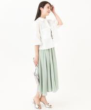 F1BGA44140 MK MICHEL KLEIN(小さいサイズ)(メゾン ドゥ サンク) 【小さいサイズ】コットンライククロップドシャツブラウス/洗える ホワイト
