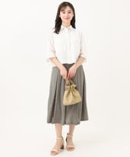 F1BGA44140 MK MICHEL KLEIN(小さいサイズ)(メゾン ドゥ サンク) 【小さいサイズ】コットンライククロップドシャツブラウス/洗える ホワイト