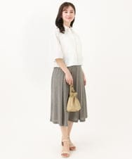 F1BGA44140 MK MICHEL KLEIN(小さいサイズ)(メゾン ドゥ サンク) 【小さいサイズ】コットンライククロップドシャツブラウス/洗える ホワイト