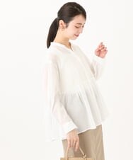 F1BGA47140 MK MICHEL KLEIN(小さいサイズ)(メゾン ドゥ サンク) 【小さいサイズ】コットンシフォンブラウス/洗える オレンジ