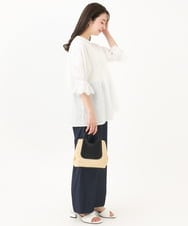 F1BGA48160 MK MICHEL KLEIN(小さいサイズ)(メゾン ドゥ サンク) 【小さいサイズ】刺繍デザインブラウス/洗える ホワイト