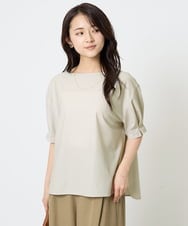 F1BGA55140 MK MICHEL KLEIN(小さいサイズ)(メゾン ドゥ サンク) 【小さいサイズ】タックスリーブストレッチブラウス/洗える グレージュ