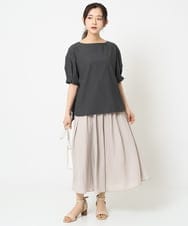F1BGA55140 MK MICHEL KLEIN(小さいサイズ)(メゾン ドゥ サンク) 【小さいサイズ】タックスリーブストレッチブラウス/洗える グレージュ