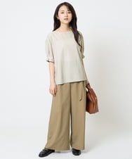 F1BGA55140 MK MICHEL KLEIN(小さいサイズ)(メゾン ドゥ サンク) 【小さいサイズ】タックスリーブストレッチブラウス/洗える グレージュ