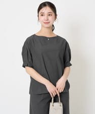 F1BGA55140 MK MICHEL KLEIN(小さいサイズ)(メゾン ドゥ サンク) 【小さいサイズ】タックスリーブストレッチブラウス/洗える グレージュ