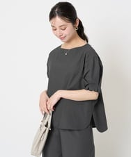 F1BGA55140 MK MICHEL KLEIN(小さいサイズ)(メゾン ドゥ サンク) 【小さいサイズ】タックスリーブストレッチブラウス/洗える グレージュ