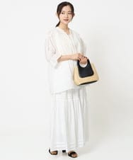 F1BGA56150 MK MICHEL KLEIN(小さいサイズ)(メゾン ドゥ サンク) 【小さいサイズ】シアーチュニックブラウス/洗える ライラック
