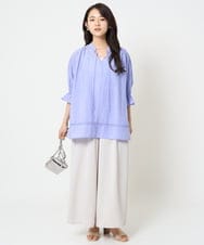 F1BGA56150 MK MICHEL KLEIN(小さいサイズ)(メゾン ドゥ サンク) 【小さいサイズ】シアーチュニックブラウス/洗える ライラック