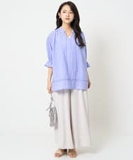 F1BGA56150 MK MICHEL KLEIN(小さいサイズ)(メゾン ドゥ サンク) 【小さいサイズ】シアーチュニックブラウス/洗える ライラック