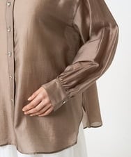 F1BGA57150 MK MICHEL KLEIN(小さいサイズ)(メゾン ドゥ サンク) 【小さいサイズ】シアーシャツブラウス/洗える ブラウン