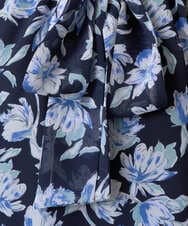 F1BGD01140 MK MICHEL KLEIN(小さいサイズ)(メゾン ドゥ サンク) 【小さいサイズ】ボウタイ付き花柄シフォンブラウス/洗濯機で洗える ミントブルー