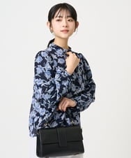 F1BGD01140 MK MICHEL KLEIN(小さいサイズ)(メゾン ドゥ サンク) 【小さいサイズ】ボウタイ付き花柄シフォンブラウス/洗濯機で洗える ミントブルー