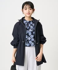 F1BGD01140 MK MICHEL KLEIN(小さいサイズ)(メゾン ドゥ サンク) 【小さいサイズ】ボウタイ付き花柄シフォンブラウス/洗濯機で洗える ミントブルー